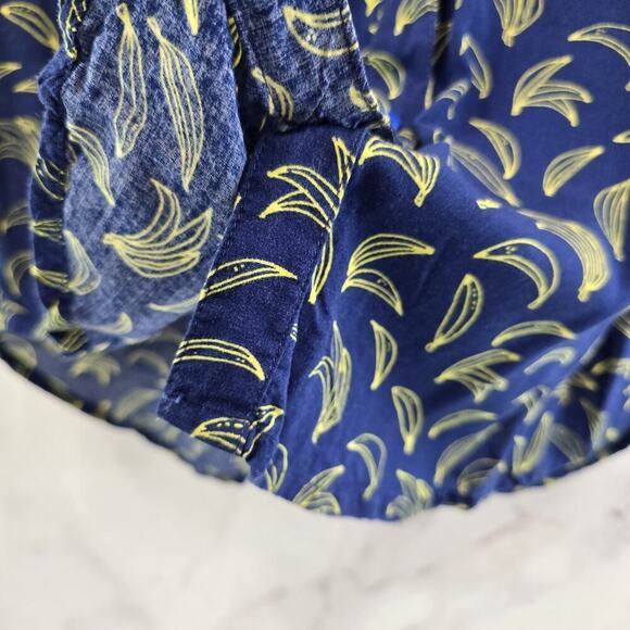 Anthropologie Top Womens XS 00P Banana Navy Blue Tank Boxy Button Oversized - Picture 9 of 10